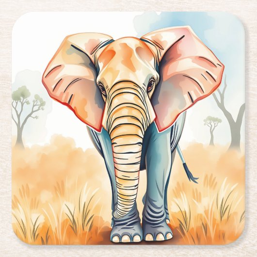 Schattige Waterverf olifant Kartonnen Onderzetters (Voorkant)