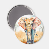 Schattige Waterverf olifant Magneet (Voorkant / Achterkant)