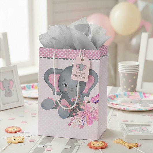 Schattige waterverf Olifant Medium Cadeauzakje