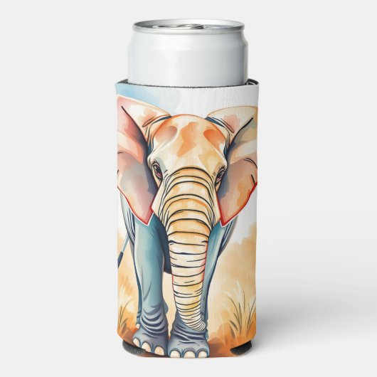 Schattige Waterverf olifant Seltzer Blikjeskoeler (Seltzer Achterkant)