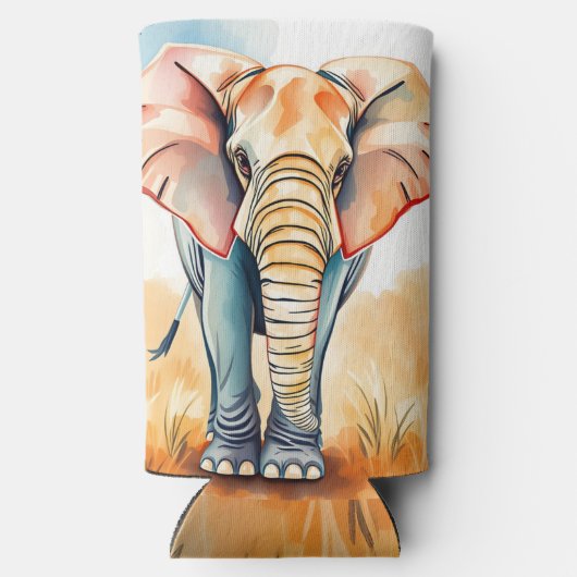 Schattige Waterverf olifant Seltzer Blikjeskoeler (Achterkant)