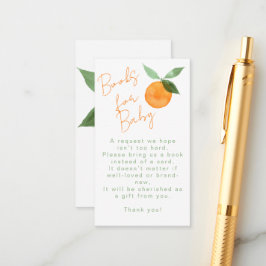 Schattige waterverf oranje boeken voor baby shower informatiekaartje