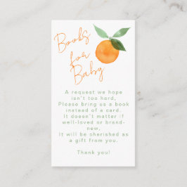 Schattige waterverf oranje boeken voor baby shower informatiekaartje