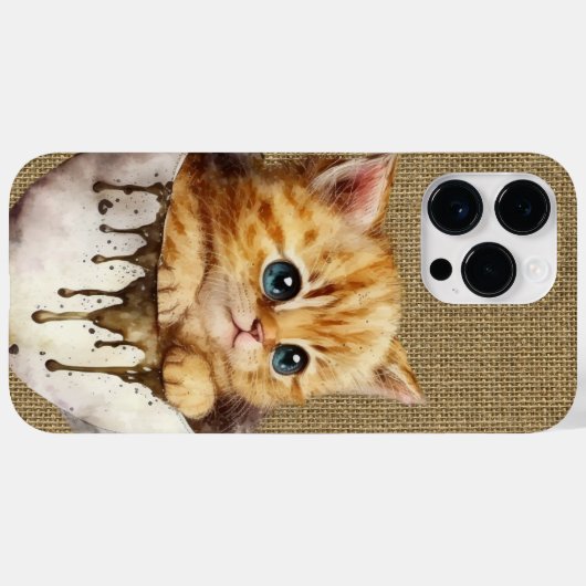 SCHATTIGE WATERVERF ORANJE TABBY KITTEN IN CUP Case-Mate iPhone CASE (Achterkant (horizontaal))