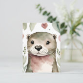 Schattige Waterverf Otter Briefkaart (Staand voorkant)