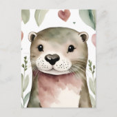 Schattige Waterverf Otter Briefkaart (Voorkant)