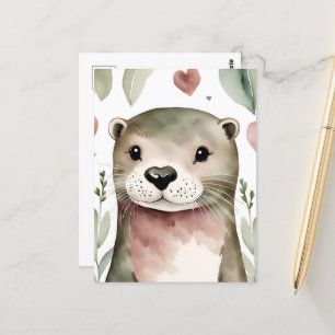 Schattige waterverf Otter Briefkaart