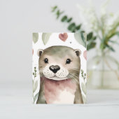 Schattige waterverf Otter Briefkaart (Staand voorkant)