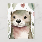 Schattige waterverf Otter Briefkaart (Voorkant)