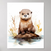 Schattige Waterverf Otter Poster (Voorkant)