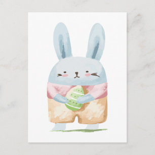Schattige Waterverf paasbunny Briefkaart
