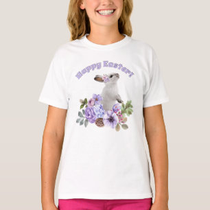 Schattige waterverf Paashaas met bloemen T-shirt