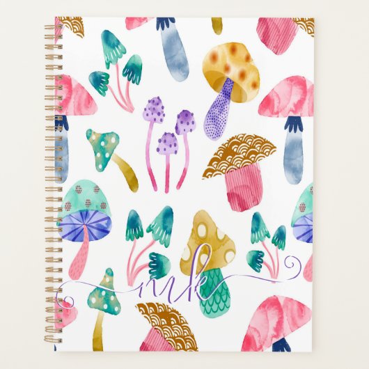 Schattige waterverf paddenstoelen planner (Voorkant)