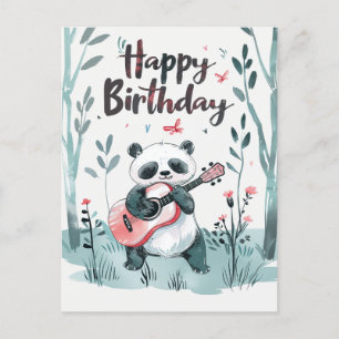 Schattige waterverf Panda die gitaar speelt Verjaa Briefkaart