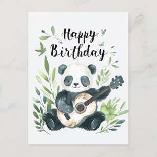 Schattige waterverf Panda die gitaar speelt Verjaa Briefkaart
