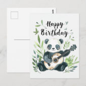 Schattige waterverf Panda die gitaar speelt Verjaa Briefkaart (Voorkant / Achterkant)