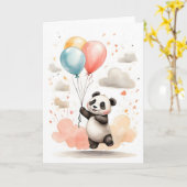 Schattige waterverf panda geel blauwe ballonnen bl kaart (Gele Bloem)