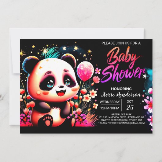 Schattige Waterverf Panda Haven Meisje Baby shower Kaart (Voorkant)