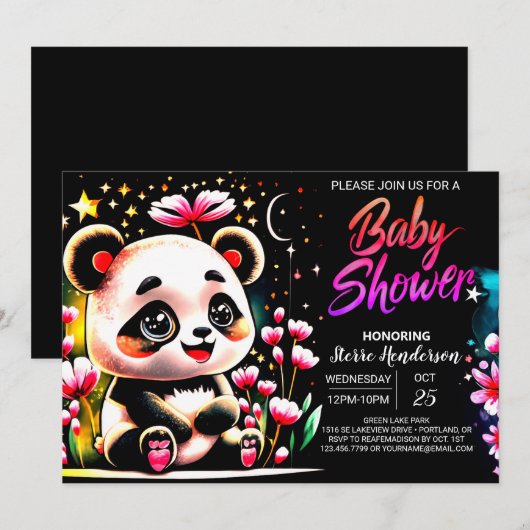 Schattige Waterverf Panda Haven Meisje Baby shower Kaart (Voorkant / Achterkant)