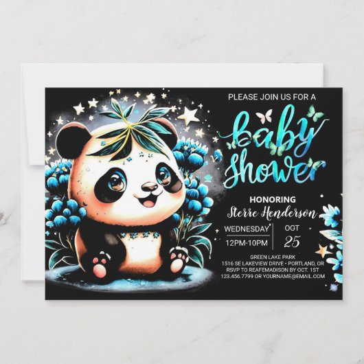 Schattige Waterverf Panda Magic Boy Baby shower Kaart (Voorkant)