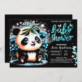 Schattige Waterverf Panda Magic Boy Baby shower Kaart (Voorkant / Achterkant)