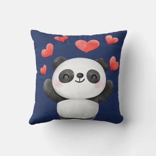 Schattige waterverf panda met harten voor kinderen kussen (Achterkant)