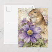 Schattige Waterverf Pasen  Spring Mouse Feestdagenkaart (Voorkant / Achterkant)