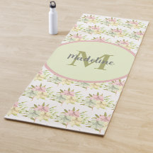 Schattige Waterverf Pastel Bloemige Monogram Yoga