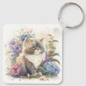 Schattige Waterverf Perzische Kitten Sleutelhanger (Achterkant)