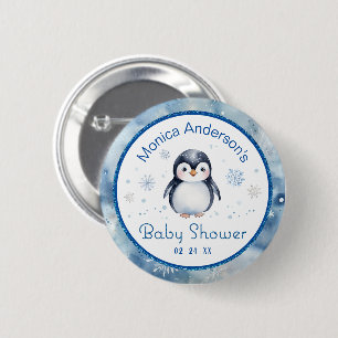 Schattige Waterverf Pinguïn Baby shower Ronde Button 5,7 Cm