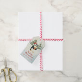 Schattige Waterverf Pinguïn Kerstbos Cadeaulabel (Met Touw)