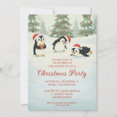 Schattige Waterverf Pinguïns Kerstbos Kaart (Voorkant)