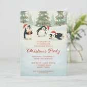 Schattige Waterverf Pinguïns Kerstbos Kaart (Staand voorkant)