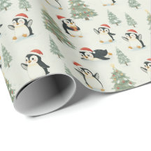 Schattige Waterverf Pinguïns Kerstmis Bos Vakantie