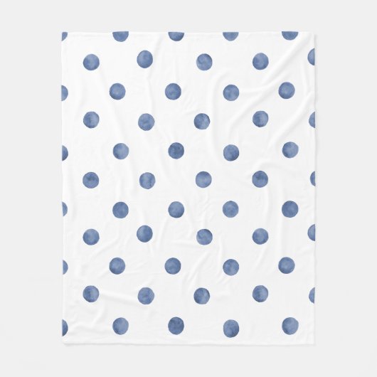 Schattige waterverf polka stippen l Blauw en wit Fleece Deken (Voorkant)