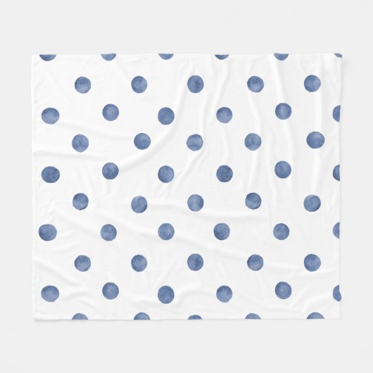 Schattige waterverf polka stippen l Blauw en wit Fleece Deken (Voorkant (Horizontaal))