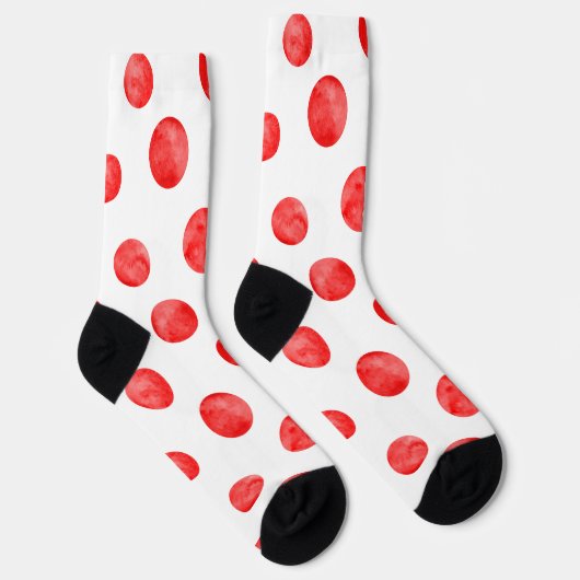 Schattige waterverf polka stippen l Rood en wit Sokken (Rechts)