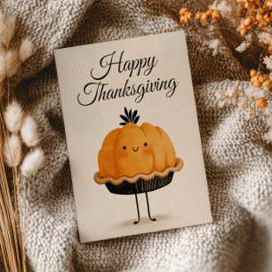  Schattige waterverf pompoentaart Fijne Thanksgivi Briefkaart