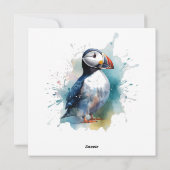 Schattige Waterverf Puffin, op maat Feestdagenkaart (Achterkant)