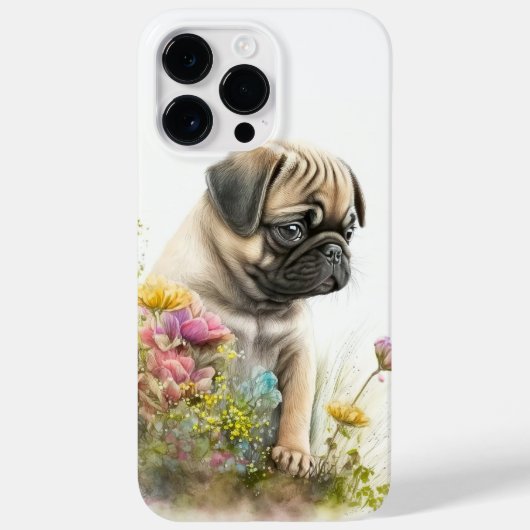 SCHATTIGE WATERVERF PUG PUPPY DOG Case-Mate iPhone CASE (Achterkant)