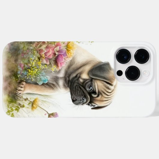 SCHATTIGE WATERVERF PUG PUPPY DOG Case-Mate iPhone CASE (Achterkant (horizontaal))