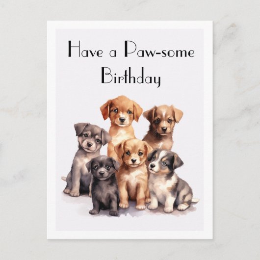 Schattige Waterverf Pups Gefeliciteerd met je Verj Briefkaart (Voorkant)