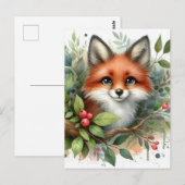 Schattige Waterverf Red Fox Briefkaart (Voorkant / Achterkant)