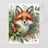 Schattige Waterverf Red Fox Briefkaart (Voorkant)