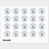 Schattige waterverf rendier | Blauw - Aangepaste k Ronde Sticker (Vel)