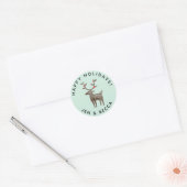 Schattige waterverf rendieren | Zeegroen of elke a Ronde Sticker (Envelop)