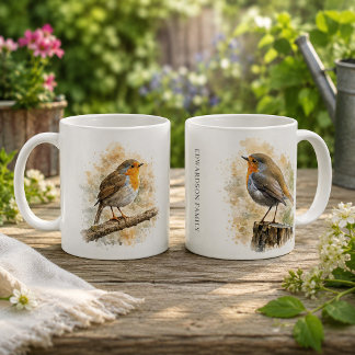 Schattige waterverf robijnrode vogel gemerkt koffiemok