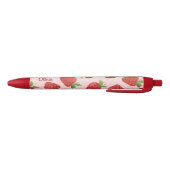 Schattige Waterverf Rode Aardbeien Script Naam  Zwarte Inkt Pen (Bodem)