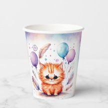 Schattige Waterverf Rode Kittens Ballonnen Verjaar
