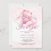 Schattige Waterverf Roze Beer Het is een Meisje Ba Kaart (Voorkant)